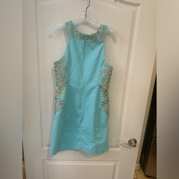 Lilly Pulitzer Tina Stretch sleeves Sheath Dress In Blue Ibiza size 6 - Picture 4 of 8